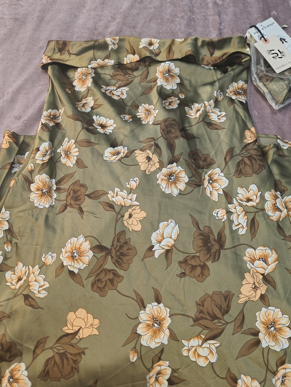 Floral Olive Green Strapless Maxi Dress